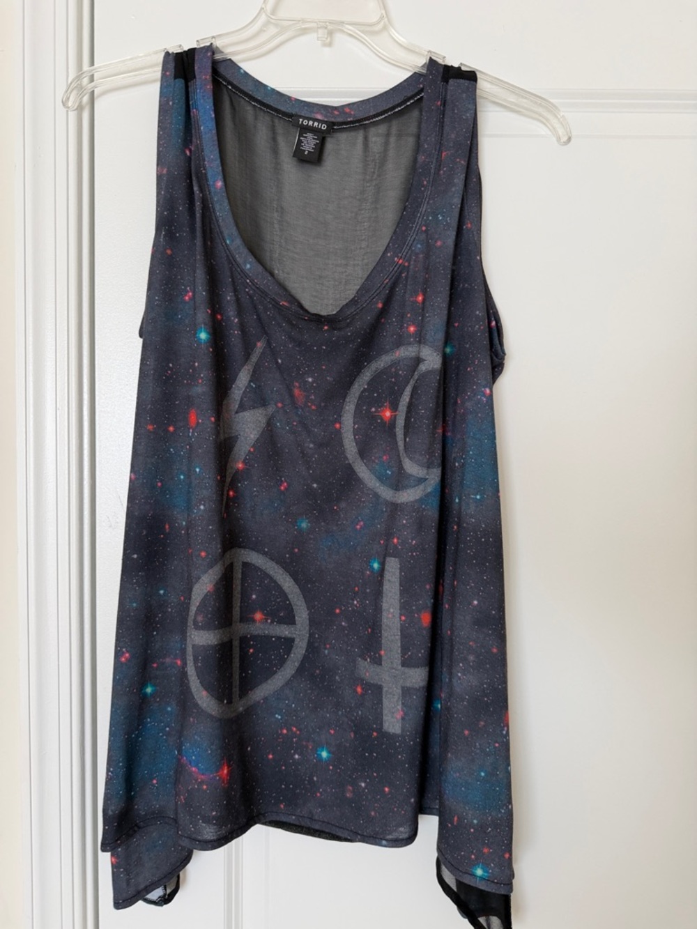 NWOT Torrid Black Galaxy Print Tank Top with Sheer Back